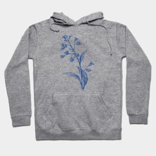 Forget-me-nots Blue Flower Botanical Illustration Hoodie